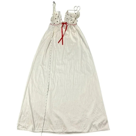 Vtg Long Nightgown Nylon Lingerie Feminine Sissy Lolita Flower Embroidered Small - Picture 11 of 16